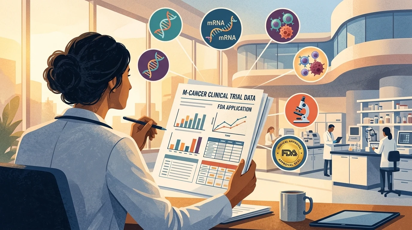 Conceptual editorial illustration for “FDA Approves Landmark Personalized mRNA Cancer Immunotherapy for Melanoma and Lung Tumors.”